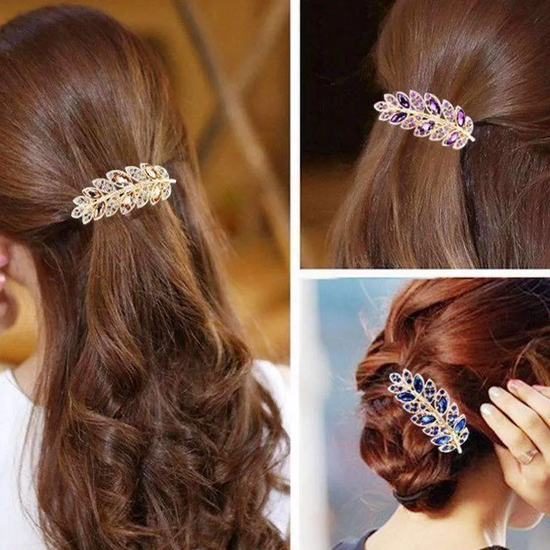 Laurel Leaf Gold Hair Barrette For Woman 6 Fashionable Colors to Choose!