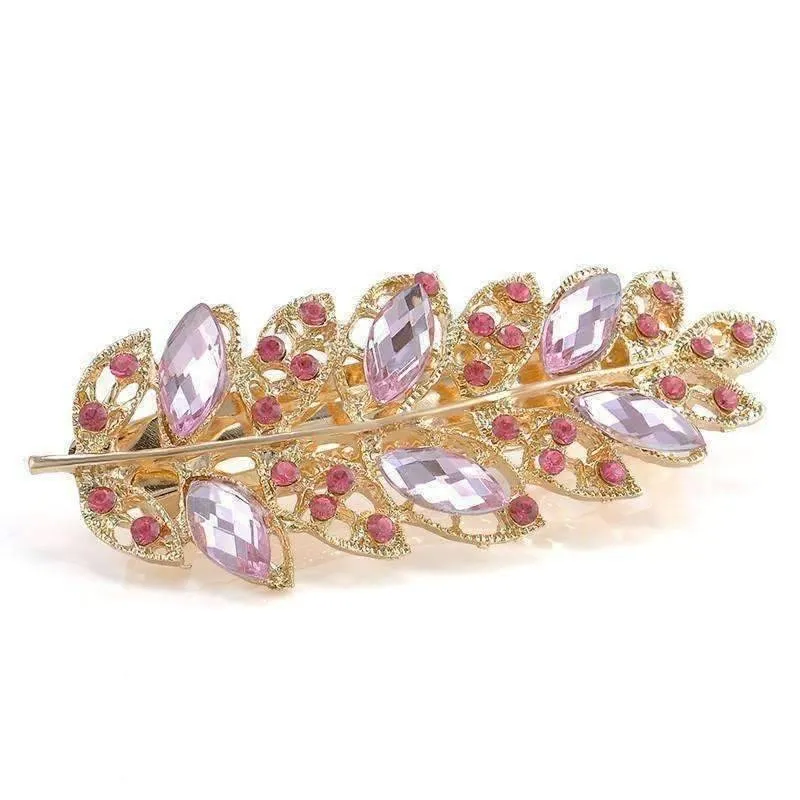 Laurel Leaf Gold Hair Barrette For Woman 6 Fashionable Colors to Choose!
