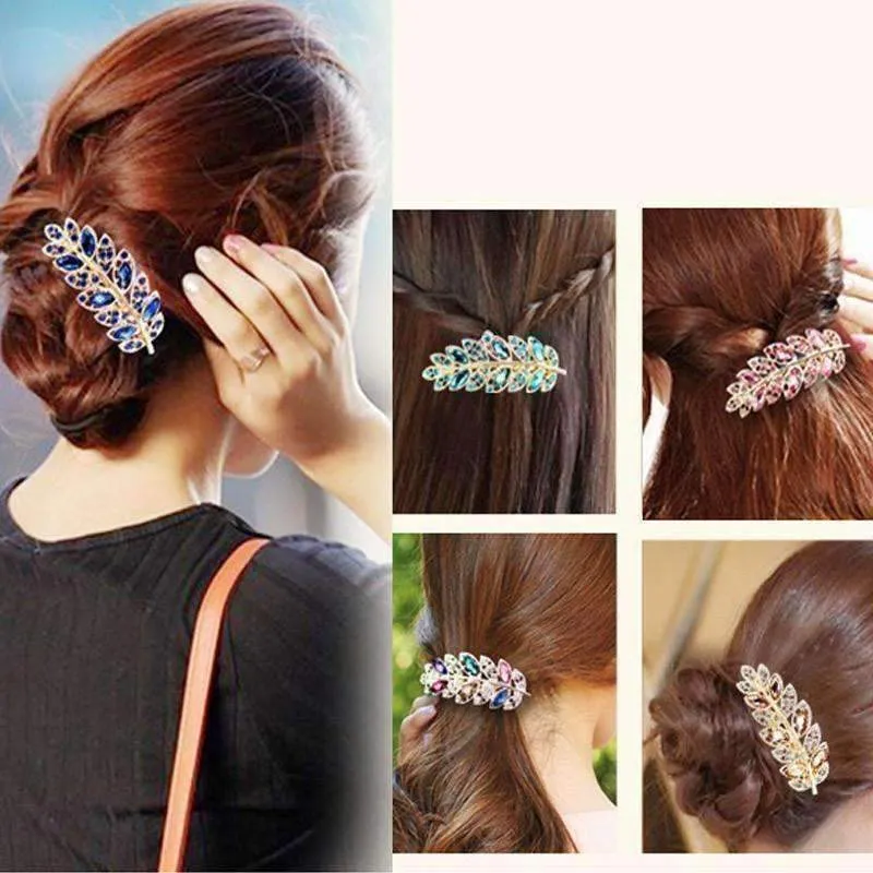 Laurel Leaf Gold Hair Barrette For Woman 6 Fashionable Colors to Choose!