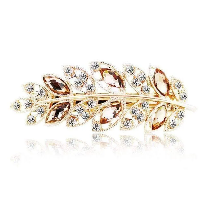 Laurel Leaf Gold Hair Barrette For Woman 6 Fashionable Colors to Choose!