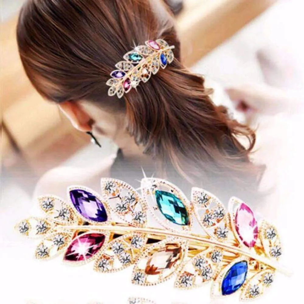 Laurel Leaf Gold Hair Barrette For Woman 6 Fashionable Colors to Choose!