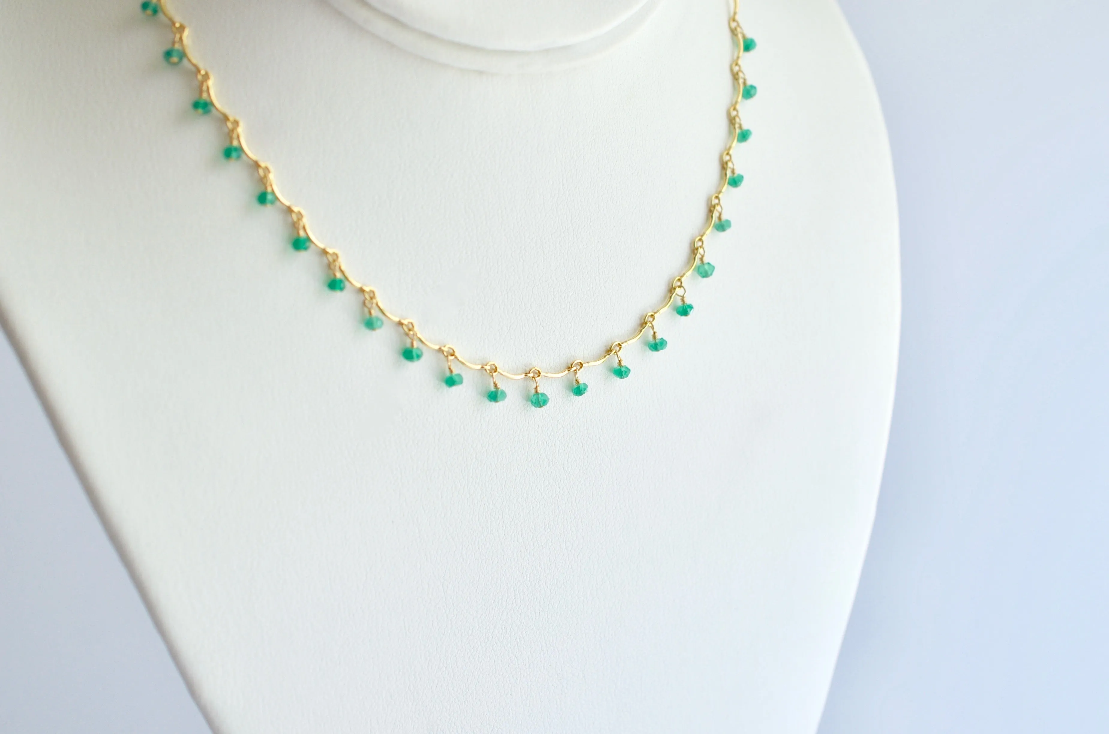 Leticia - Green Onyx, 14k Gold Filled “Choker” Necklace