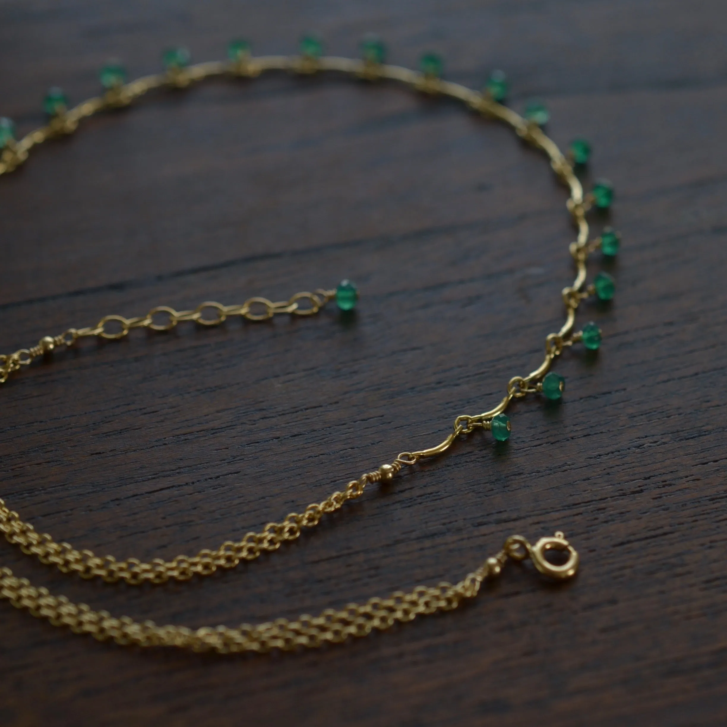 Leticia - Green Onyx, 14k Gold Filled “Choker” Necklace
