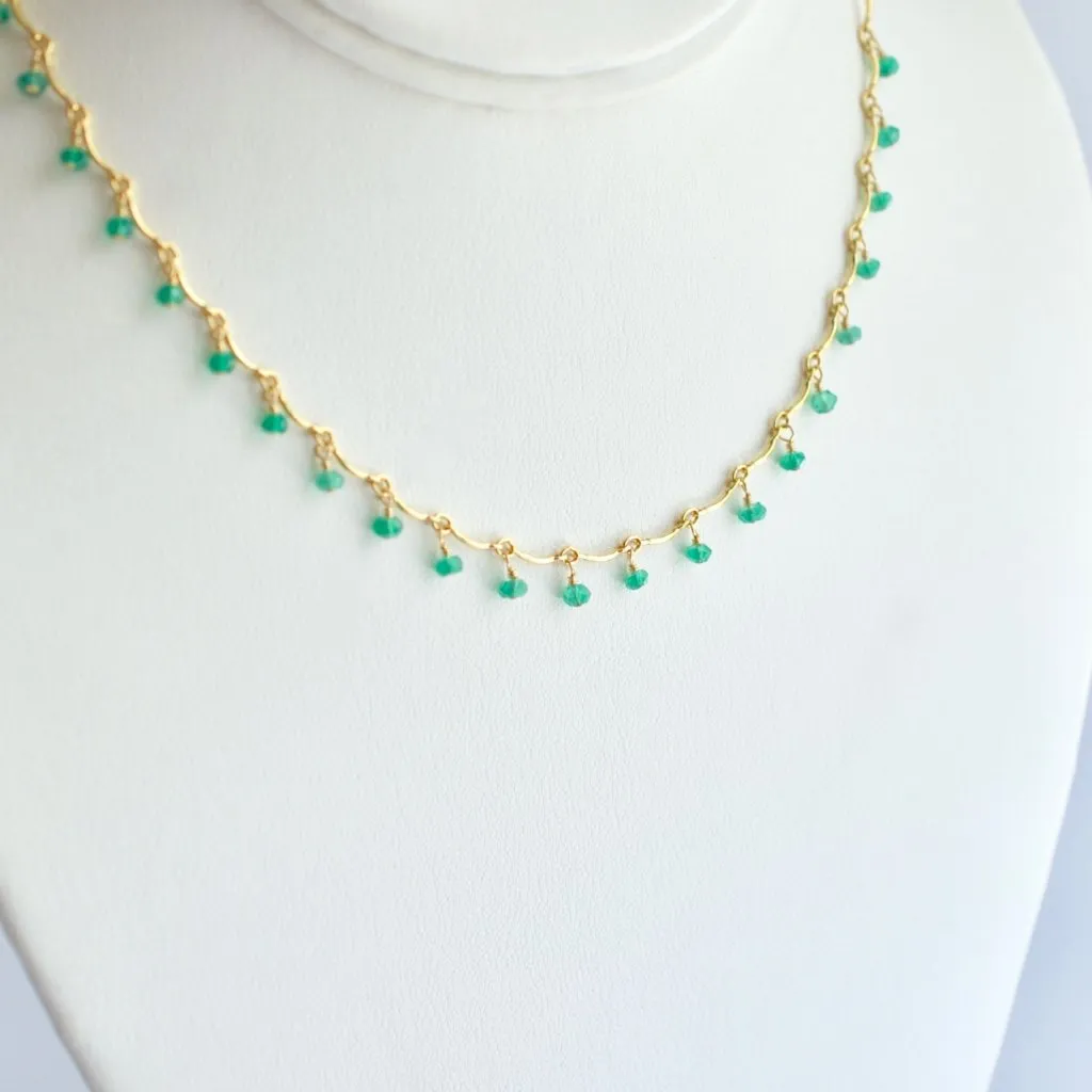 Leticia - Green Onyx, 14k Gold Filled “Choker” Necklace