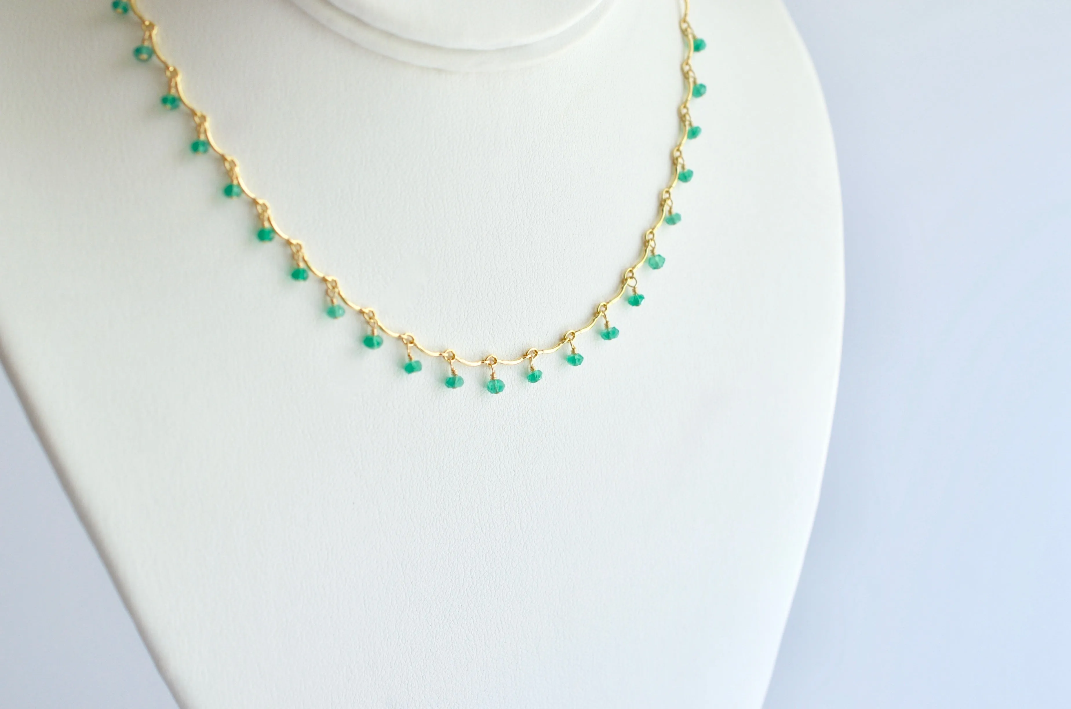 Leticia - Green Onyx, 14k Gold Filled “Choker” Necklace