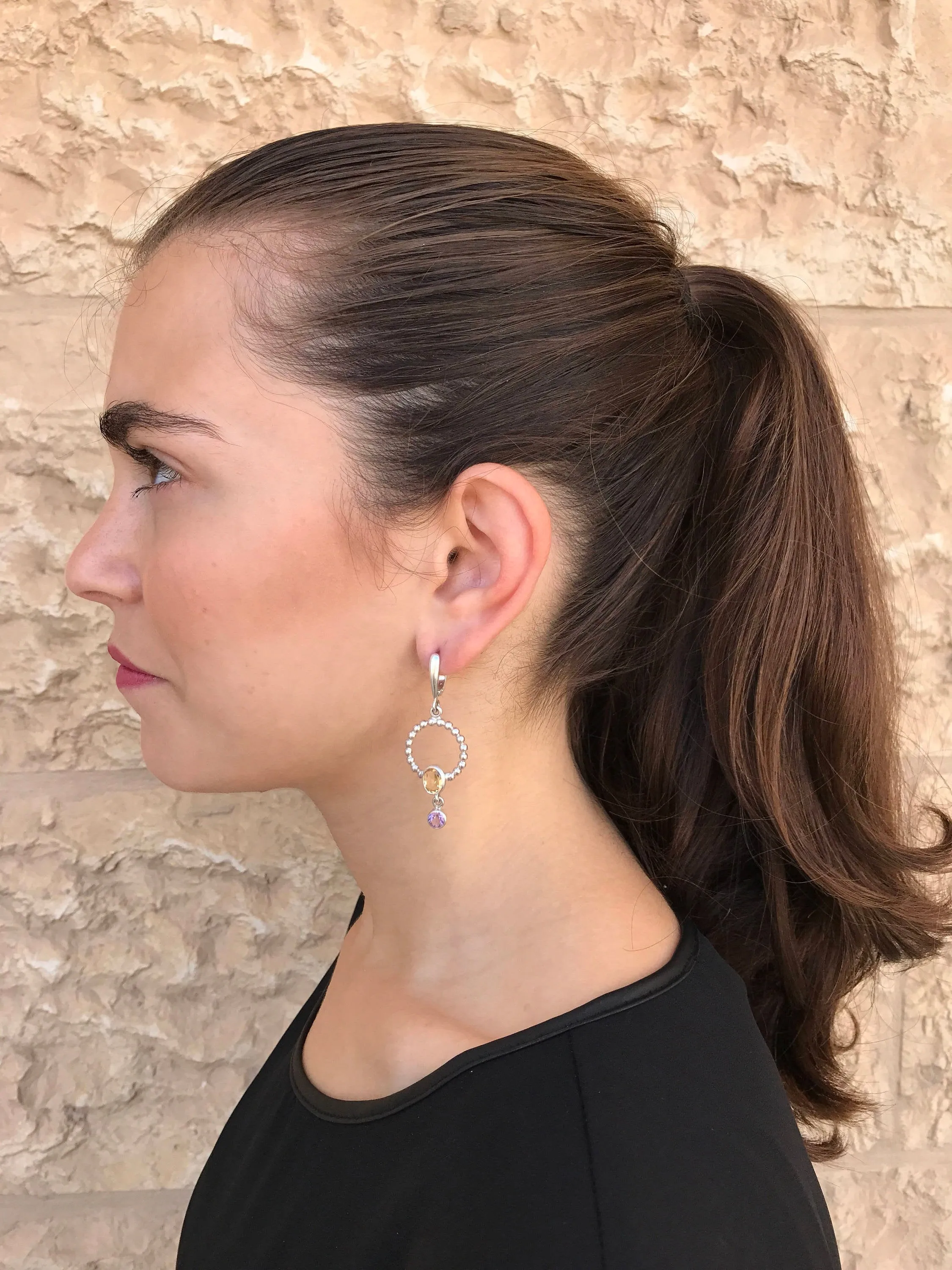 Long Dangling Earrings - Citrine Earrings - Peridot Earrings