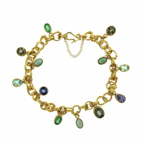 Mallary Marks 22K and 18K Yellow Gold Multi Gemstone Charm Bracelet