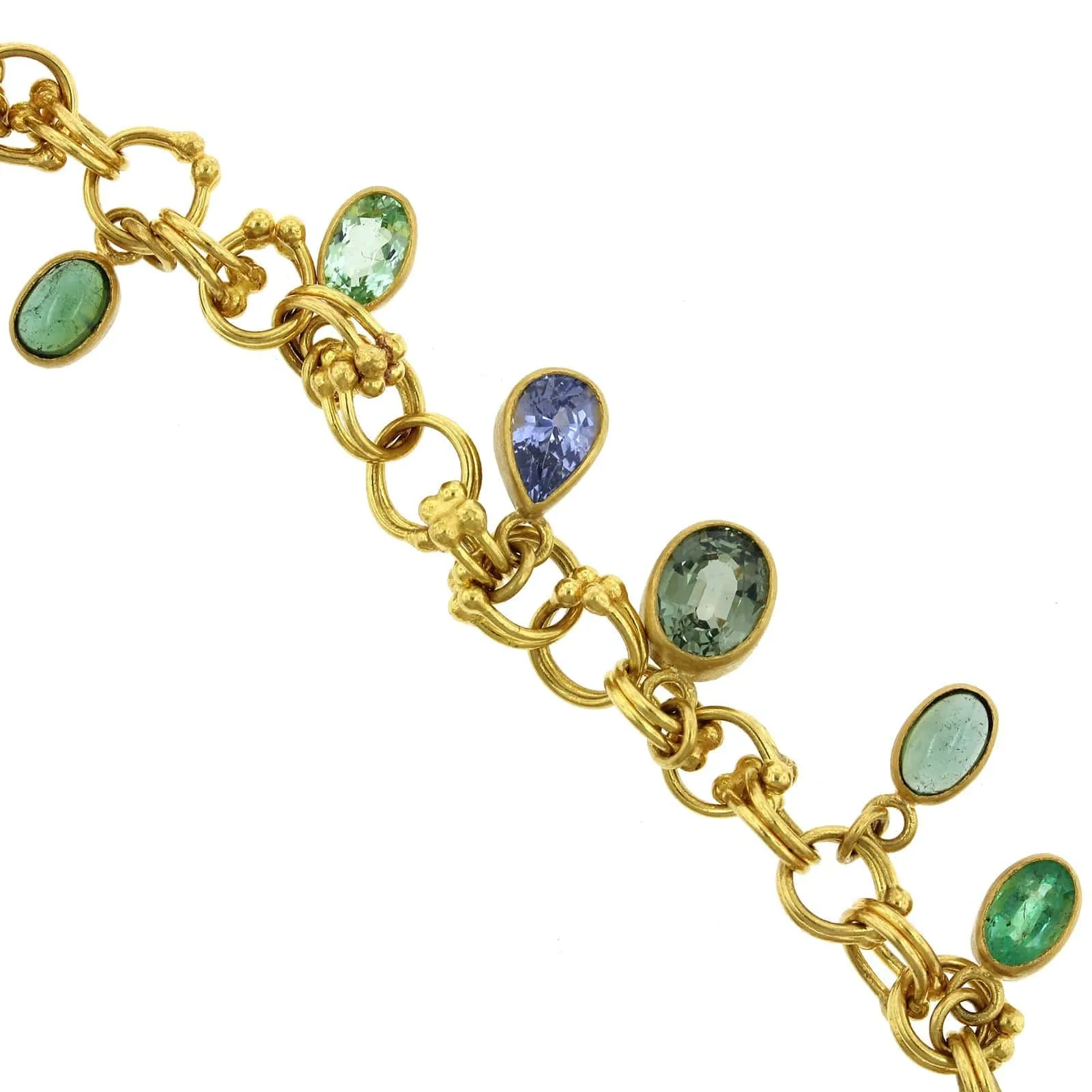 Mallary Marks 22K and 18K Yellow Gold Multi Gemstone Charm Bracelet