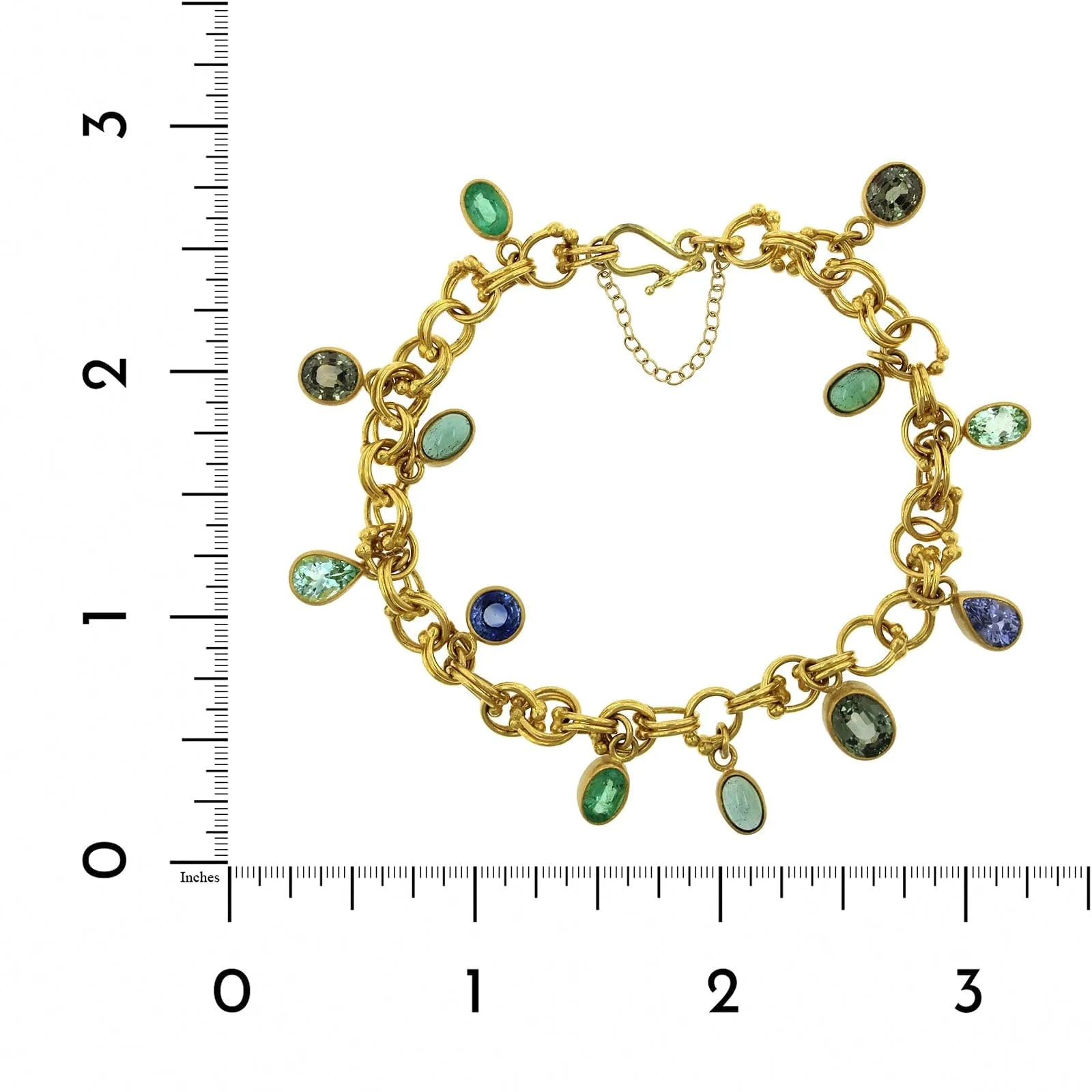 Mallary Marks 22K and 18K Yellow Gold Multi Gemstone Charm Bracelet