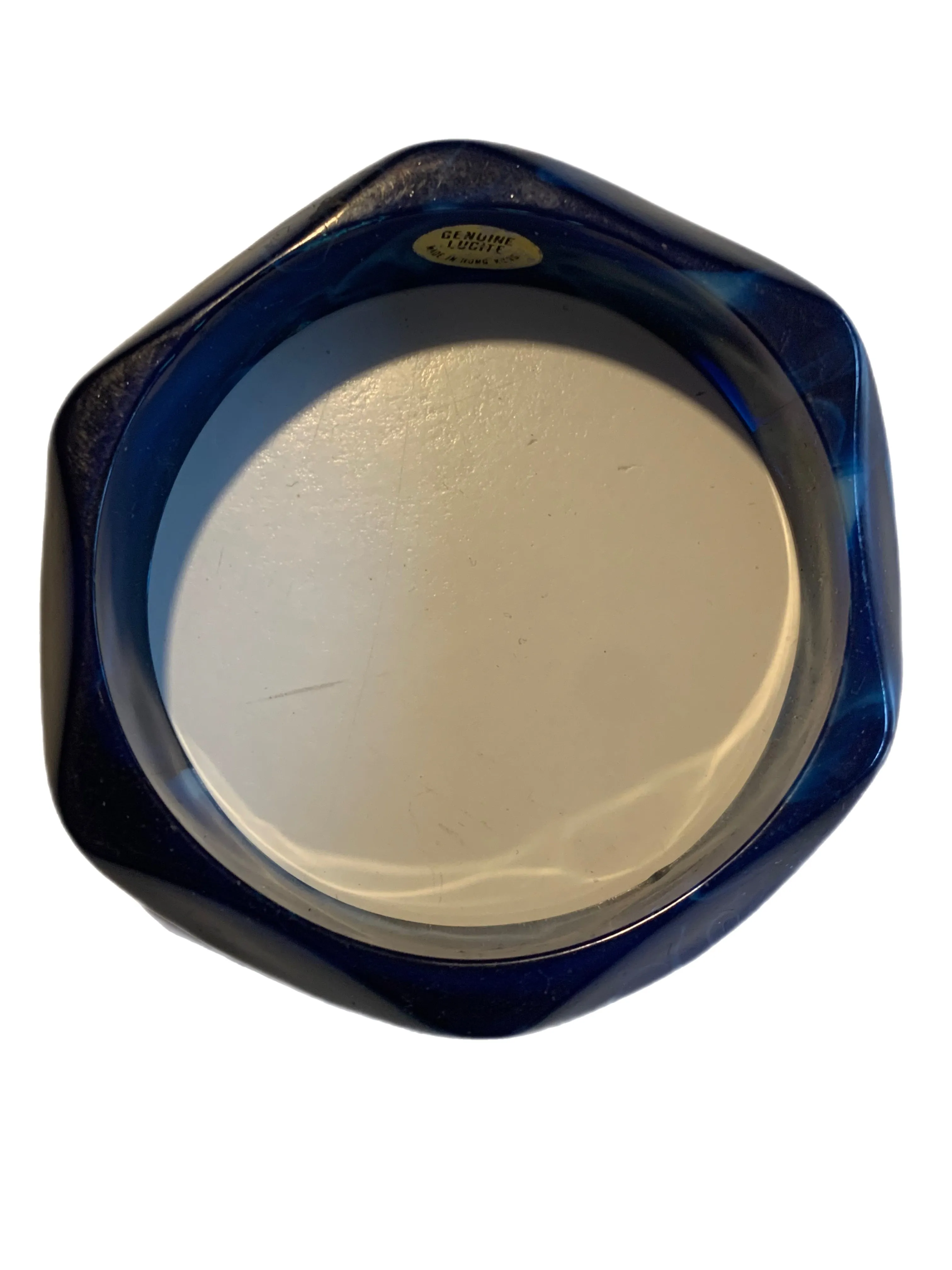 Marbled Blue Beveled Lucite Bangle Bracelet circa 1980s