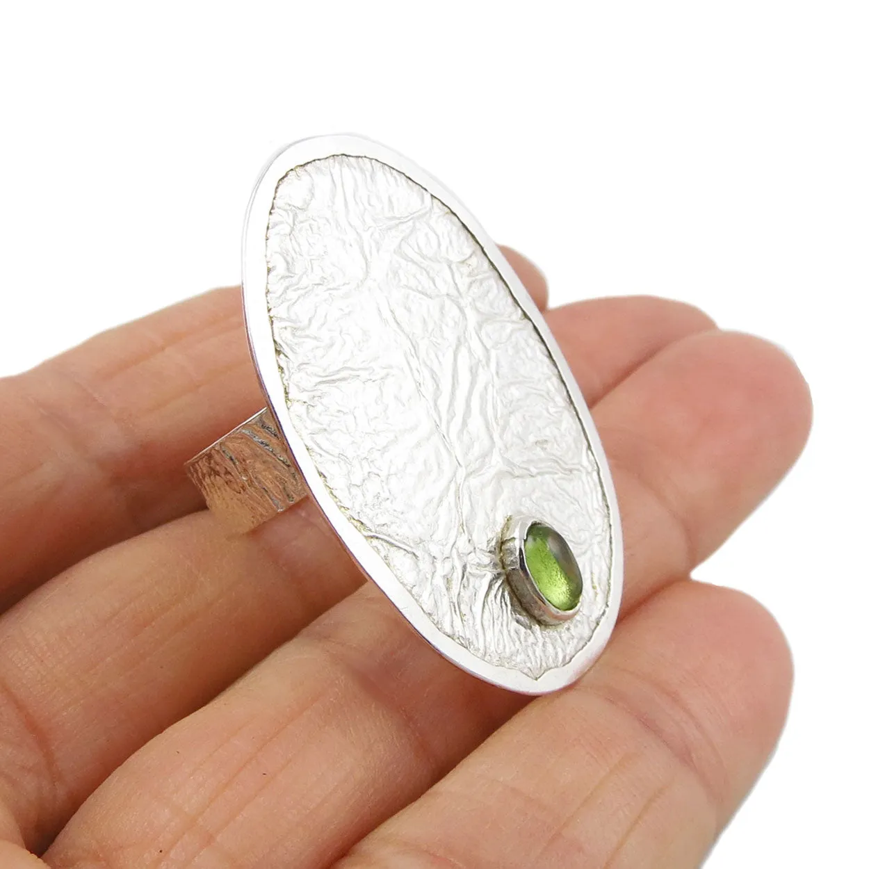 Maria Belen Silver Peridot Ring Adjustable