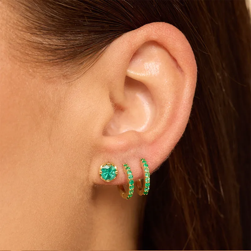 Medium Illusion Set Emerald Studs