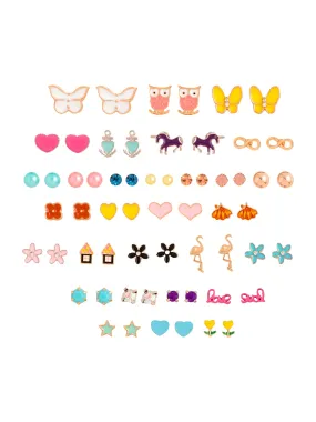 Melbees by Yellow Chimes Stud Earrings for Girls | Multicolor Studs Earring Set | Kids Jewellery Earring Combo Set of 30 Pairs Small Earrings | Birthday Gift for Girls Kids