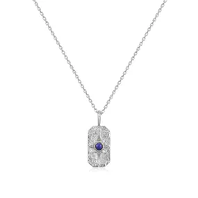 Mellonia | Jatoba Necklace | Lapis Lazuli & White CZ | White Rhodium Plated 925 Silver