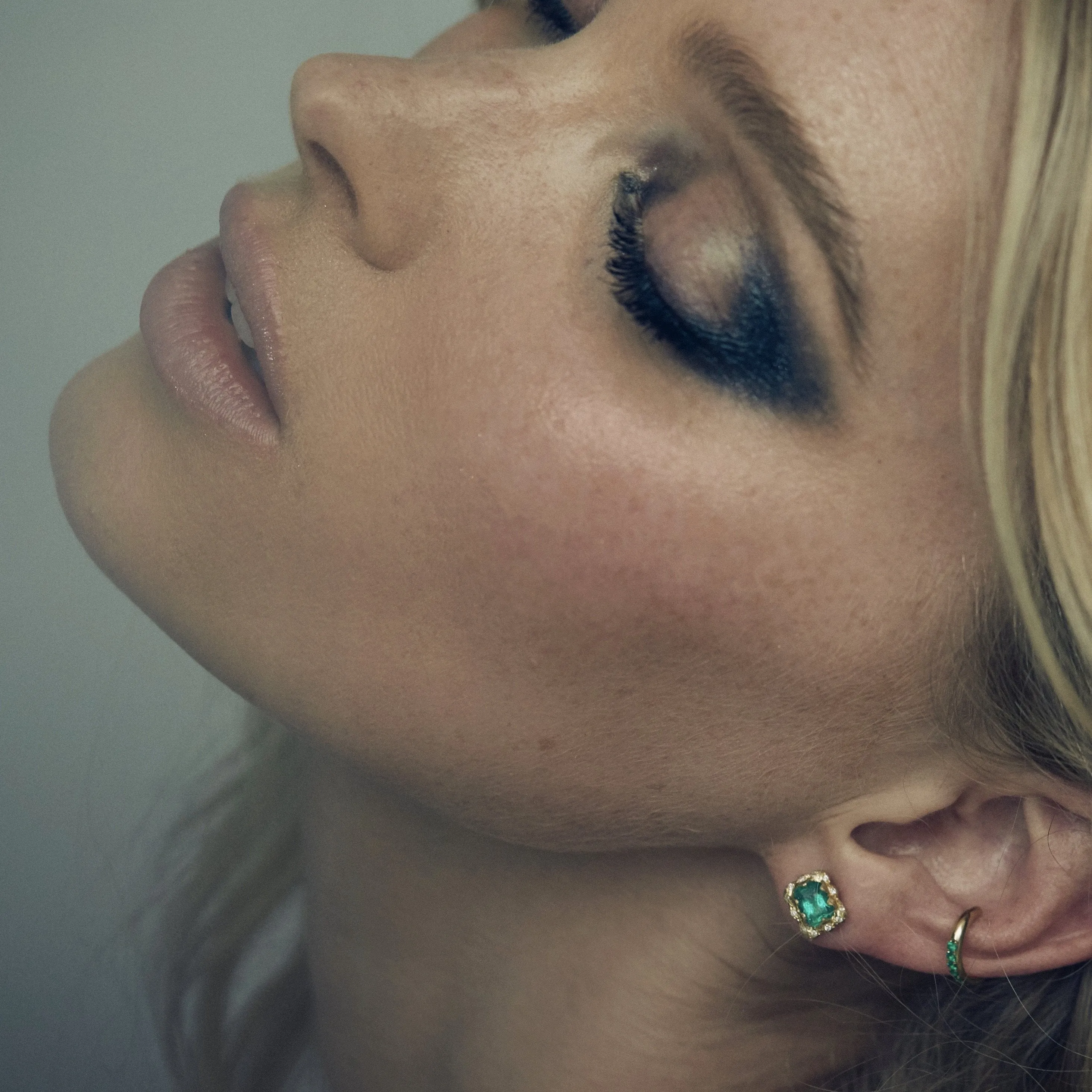 Micro Queen Emerald Cut Emerald Earrings with Sprinkled Diamonds | Ready to Ship