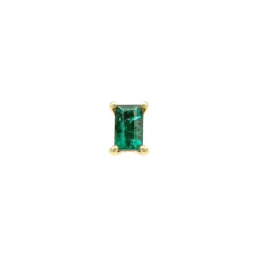 Mini Baguette Emerald Threaded Flat Back Earring | .5GMS .10CT | Single