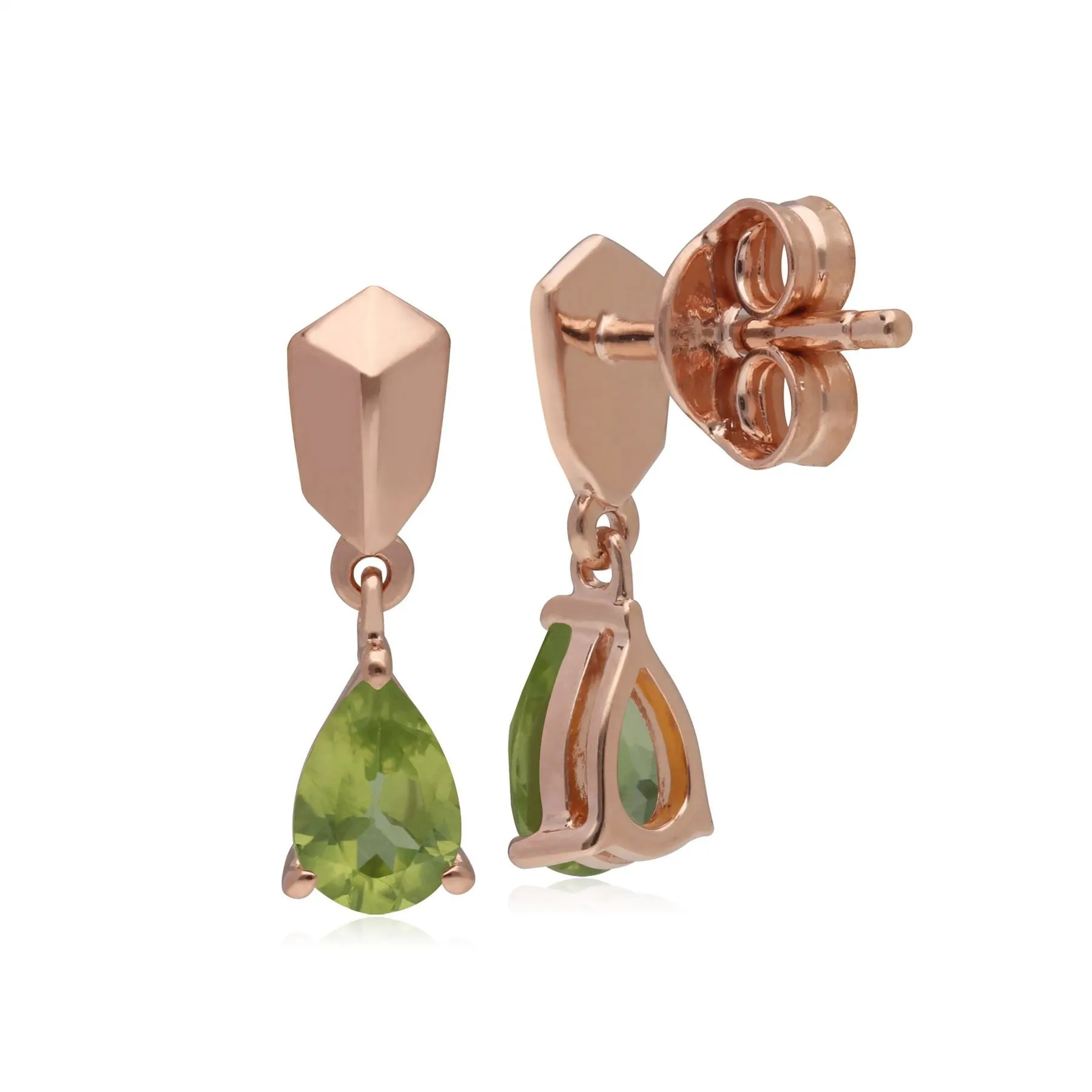 Mini Statement Peridot Ohrringe in Rose Vergoldetem 925 Sterling Silber