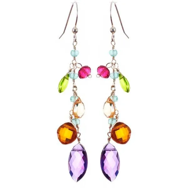 Mixed Shapes Colorful Gems Drape Earrings