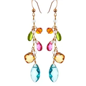Mixed Shapes Colorful Gems Drape Earrings