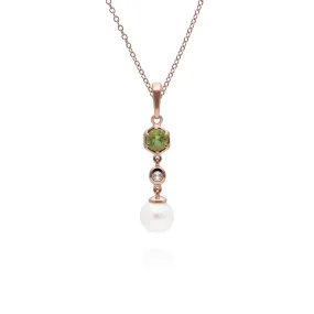 Moderne Perle, Peridot & Topas Tropfen Anhänger in Rose Vergoldetem Sterling Silber