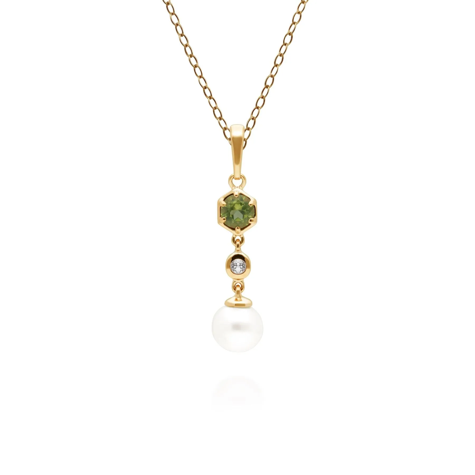 Moderne Perle, Peridot & Topas Tropfen Anhänger in Vergoldetem Sterling Silber