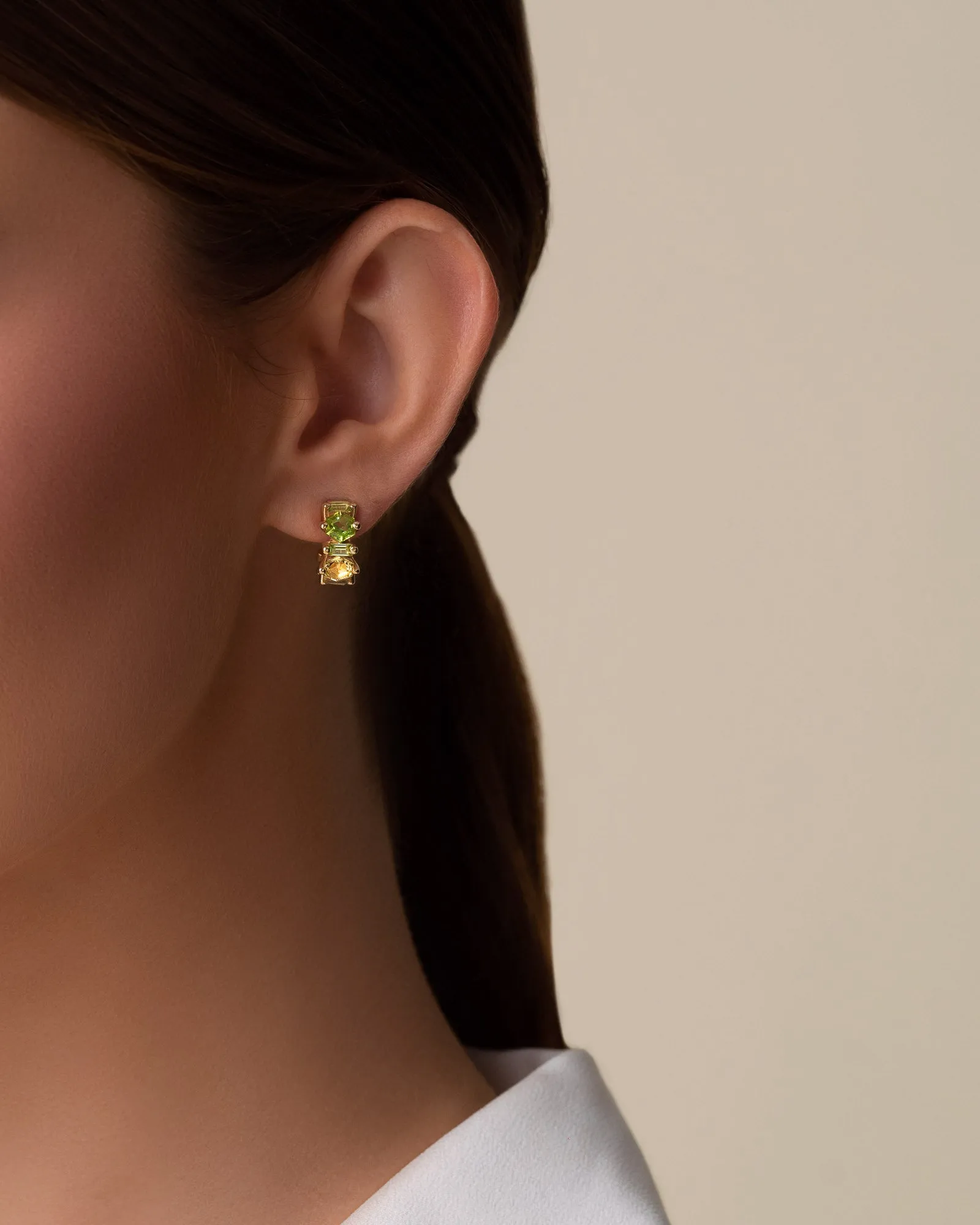 Nadima Blend Light Green Ombre Mini Hoops