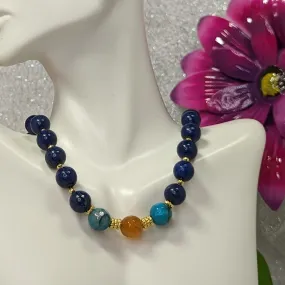 Necklace:  Lapis Lazuli and Crackel'd Agate