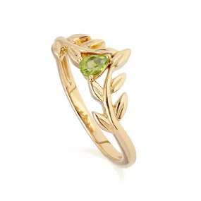 O Leaf Peridot Ring in 9ct Gelb Gold