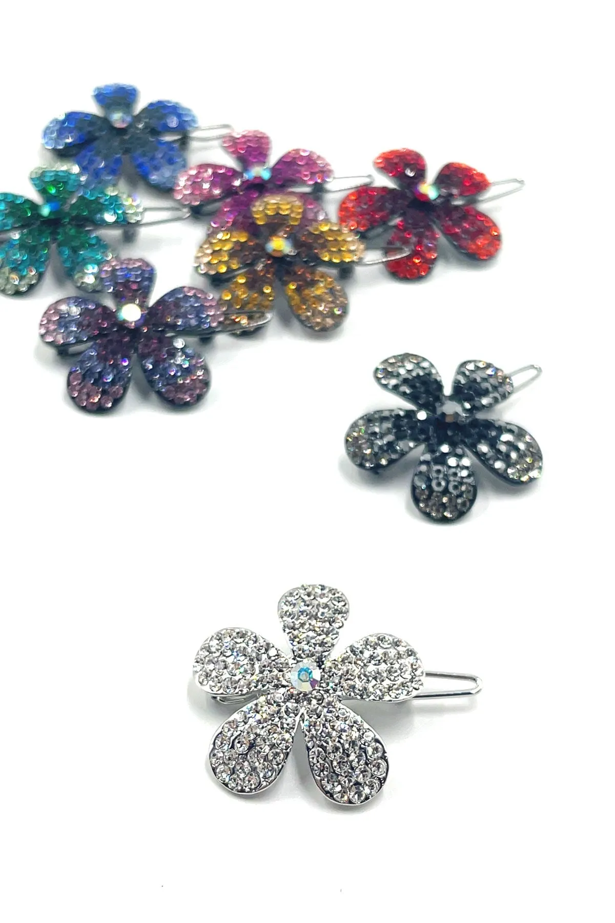 Ombre Crystal Flower Barrette