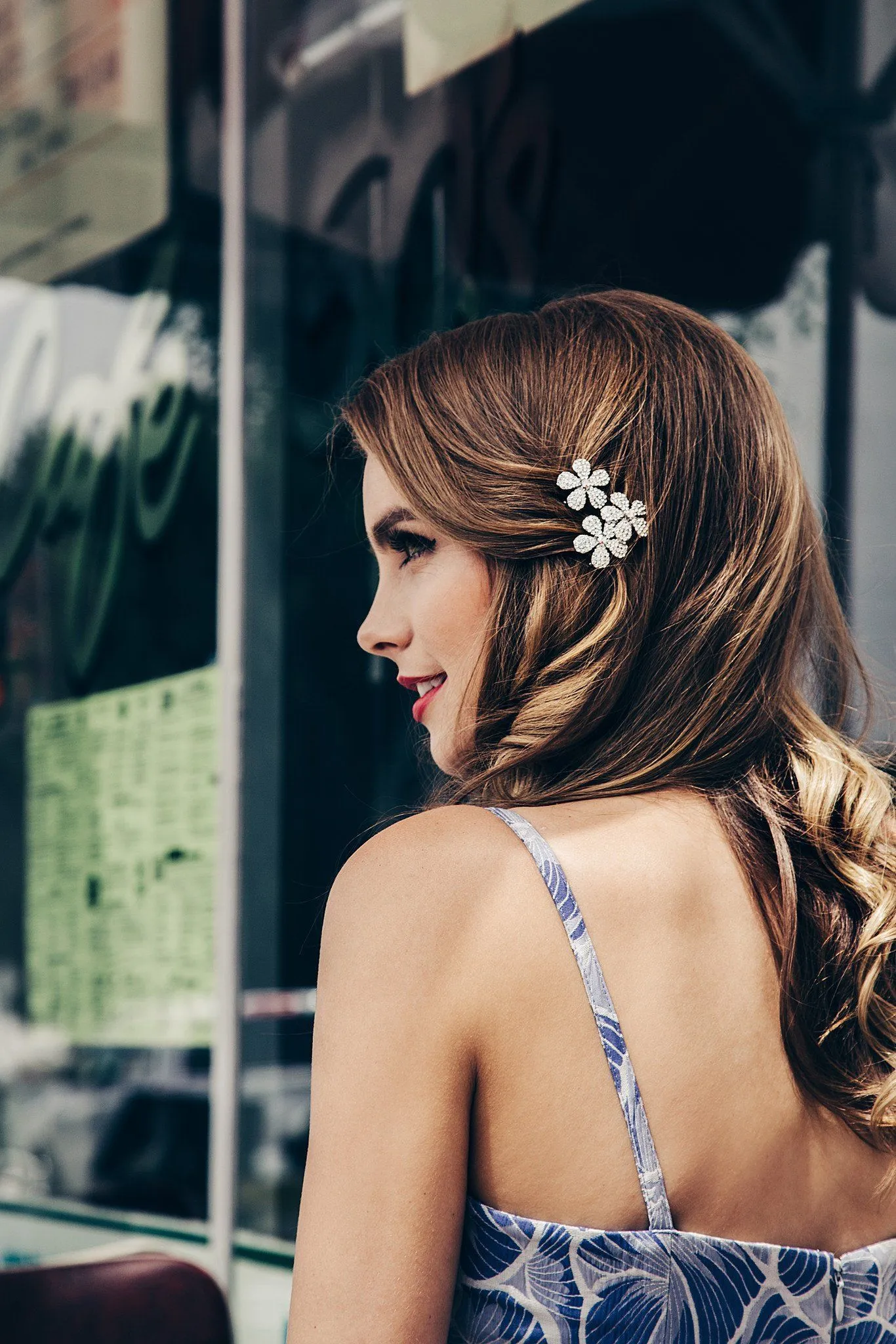 Ombre Crystal Flower Barrette