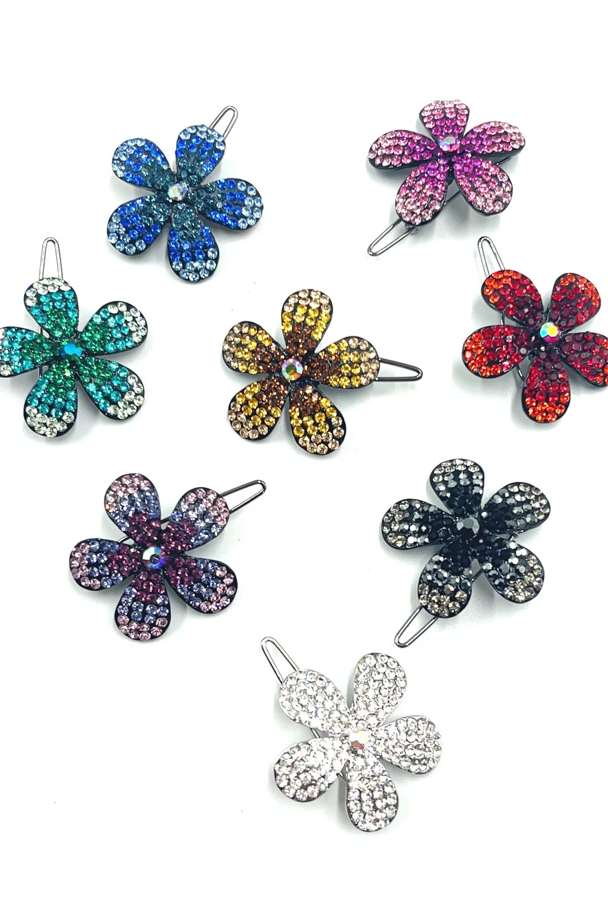 Ombre Crystal Flower Barrette