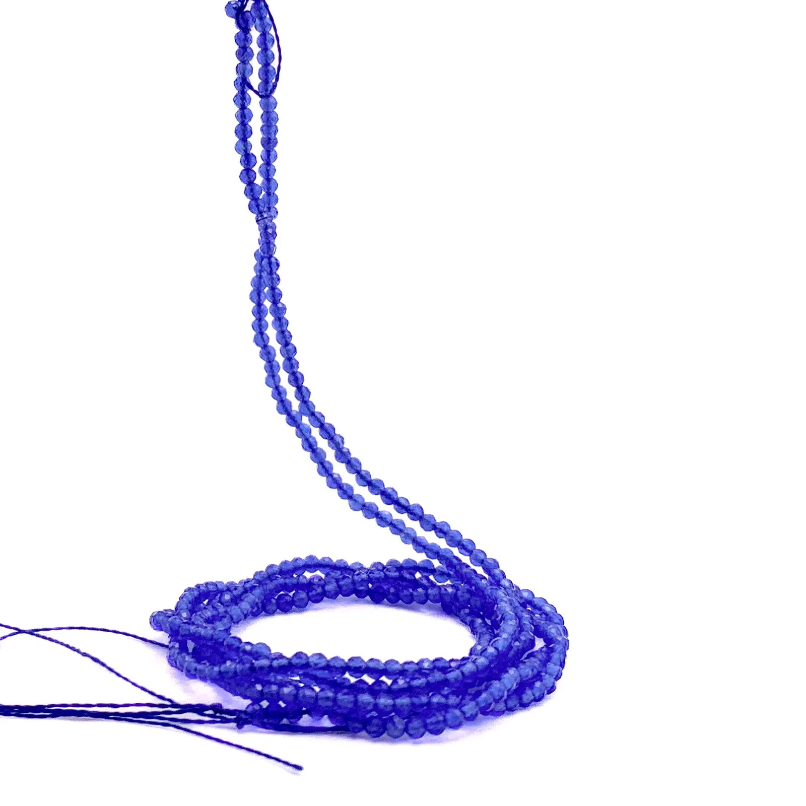 Onyx Blue 2mm Faceted Round Bead Strand