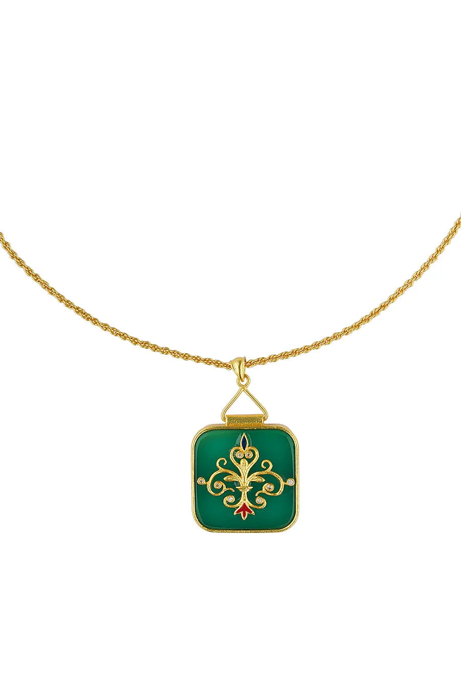 Onyx Dreams Of The Past Gold Plated Pendant Necklace