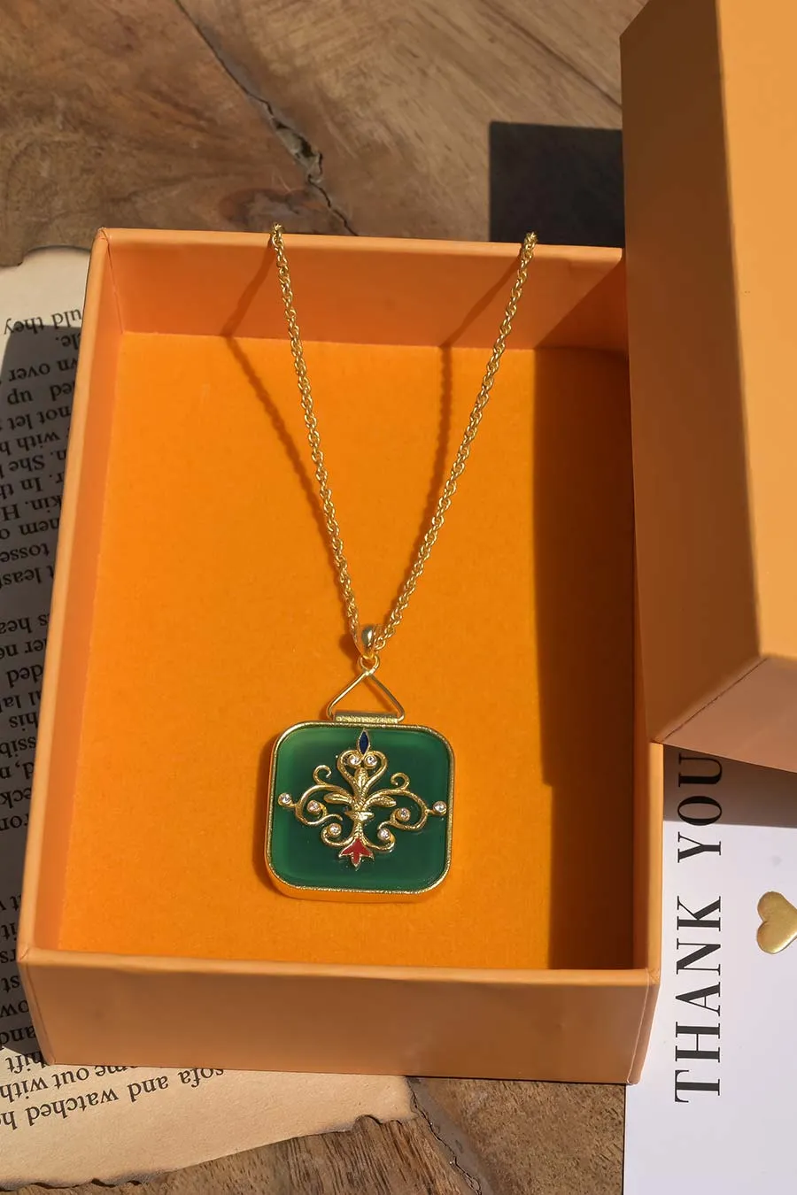 Onyx Dreams Of The Past Gold Plated Pendant Necklace