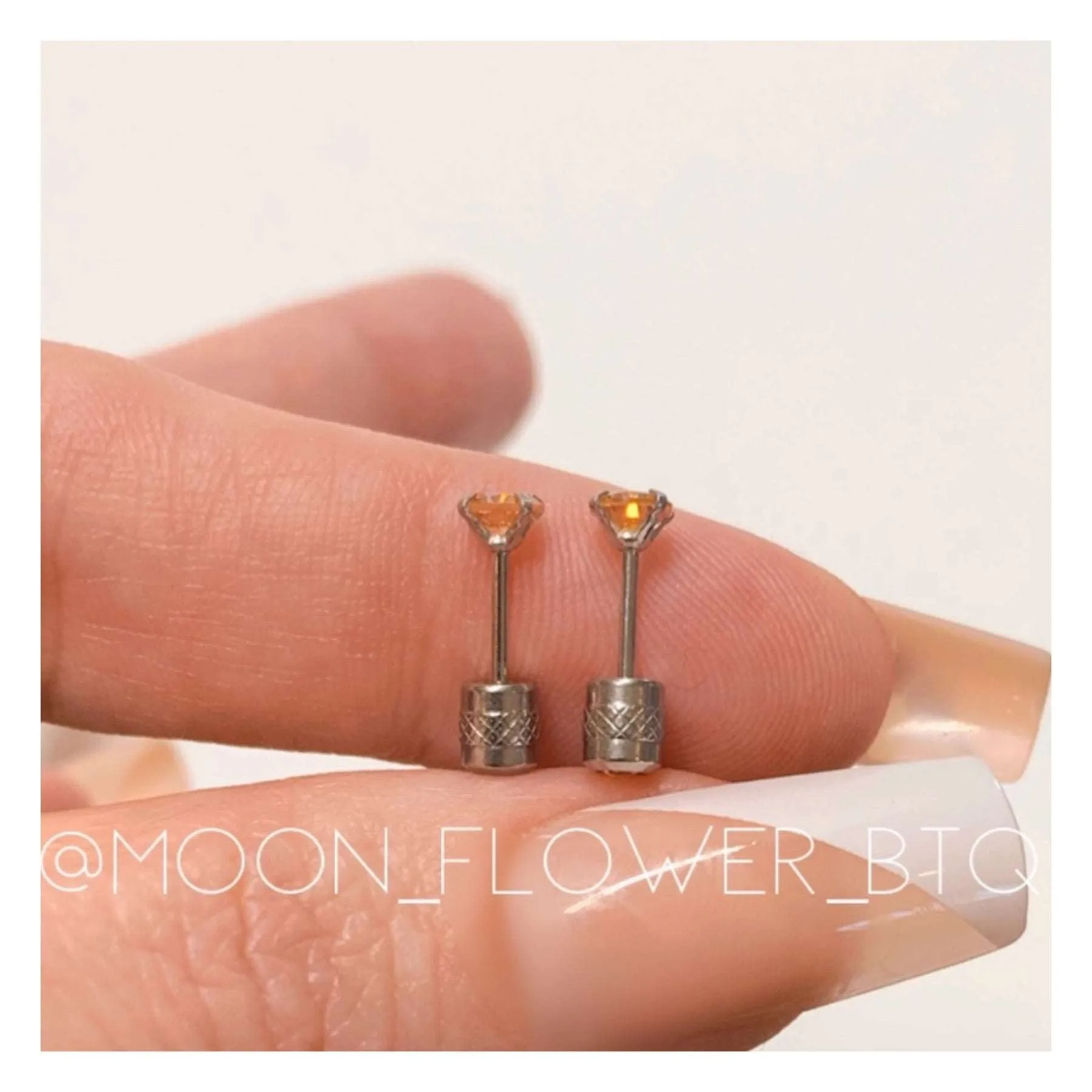 Orange CZ Double Ended Earrings