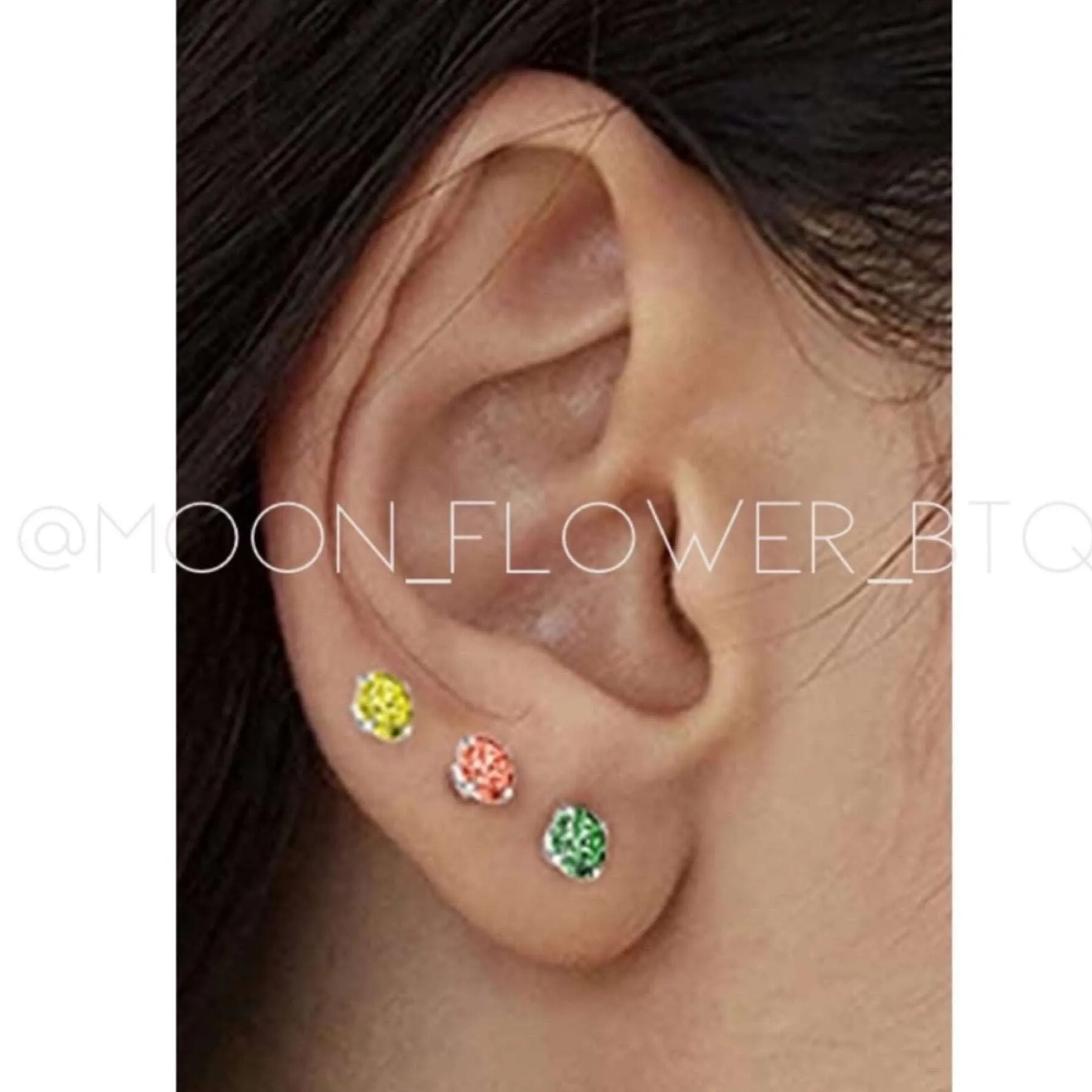 Orange CZ Double Ended Earrings