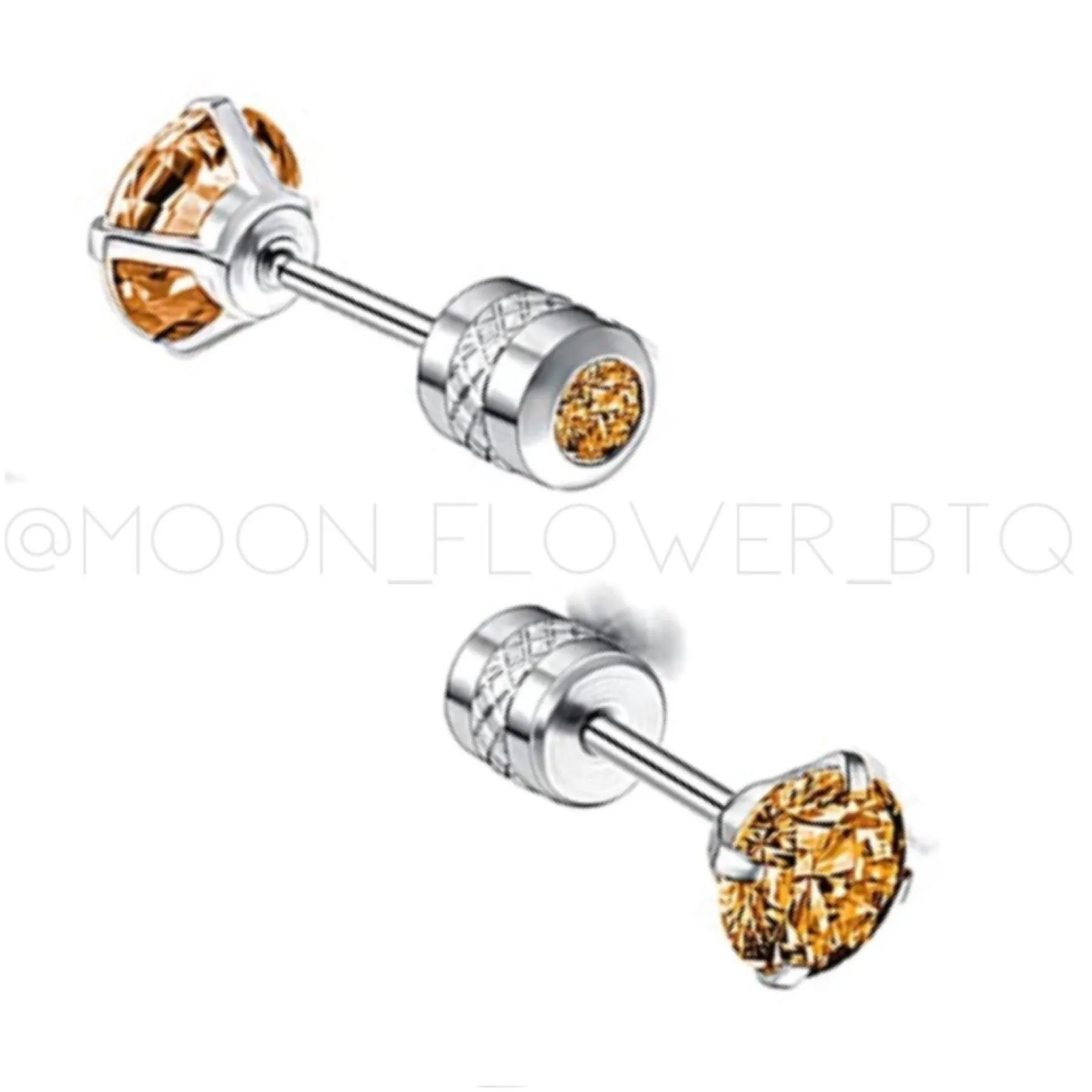 Orange CZ Double Ended Earrings