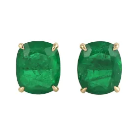 Oval Cut Natural Emerald 18k Yellow Gold Stud Earrings For Her