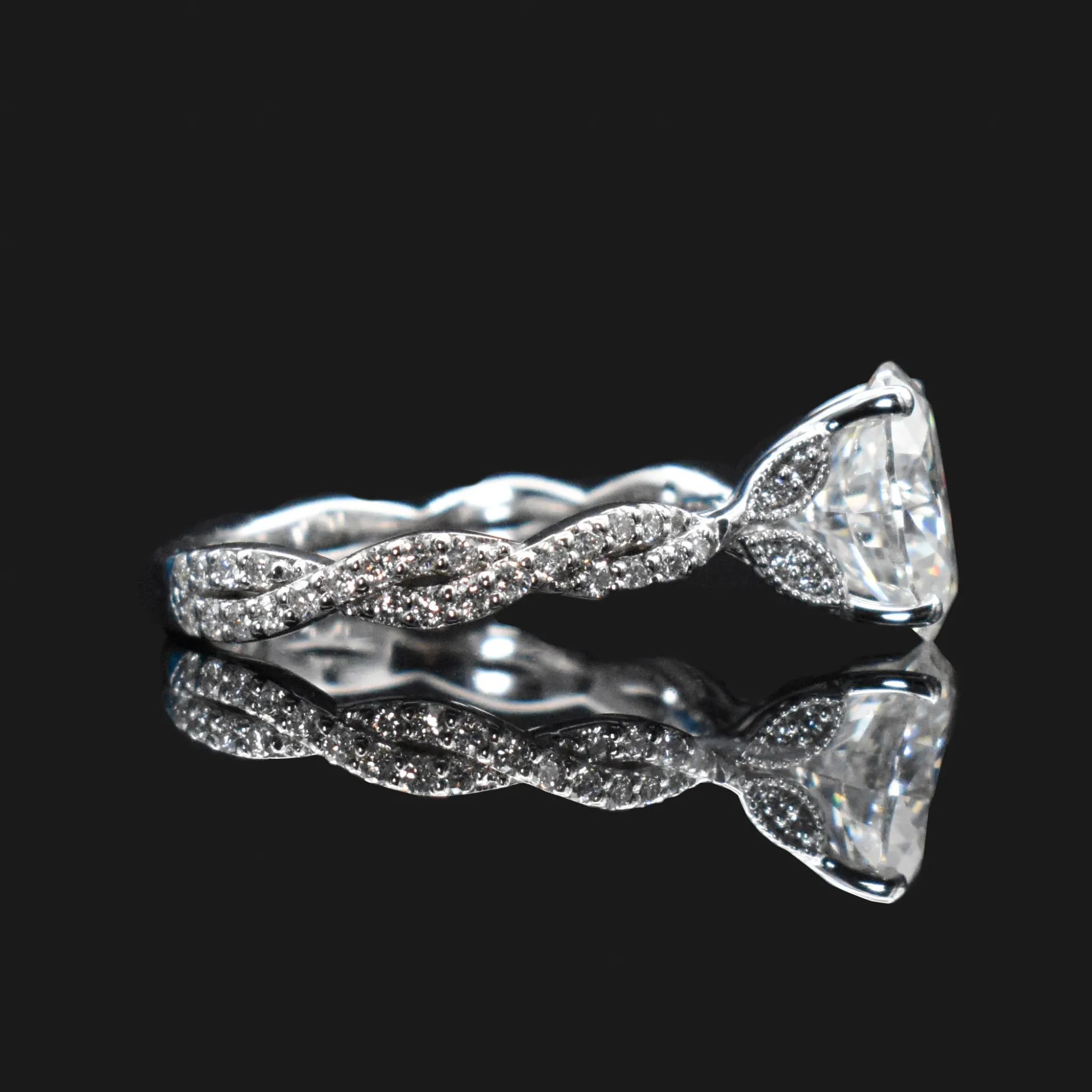 Oval Moonstone Engagement Ring Vintage Style With Diamond
