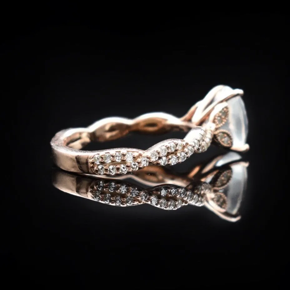 Oval Moonstone Engagement Ring Vintage Style With Diamond