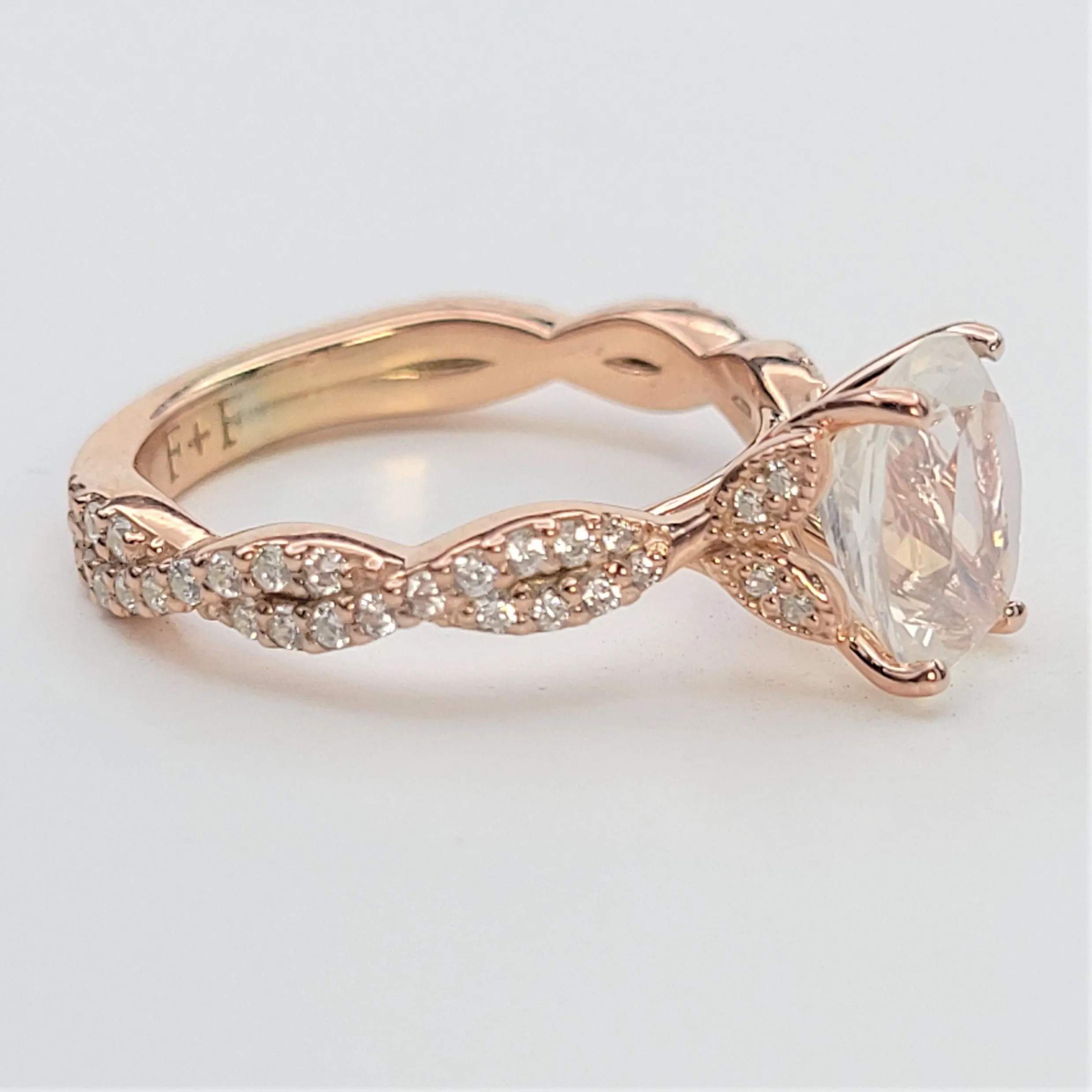 Oval Moonstone Engagement Ring Vintage Style With Diamond