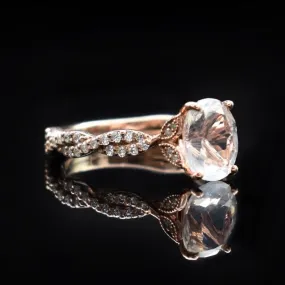 Oval Moonstone Engagement Ring Vintage Style With Diamond