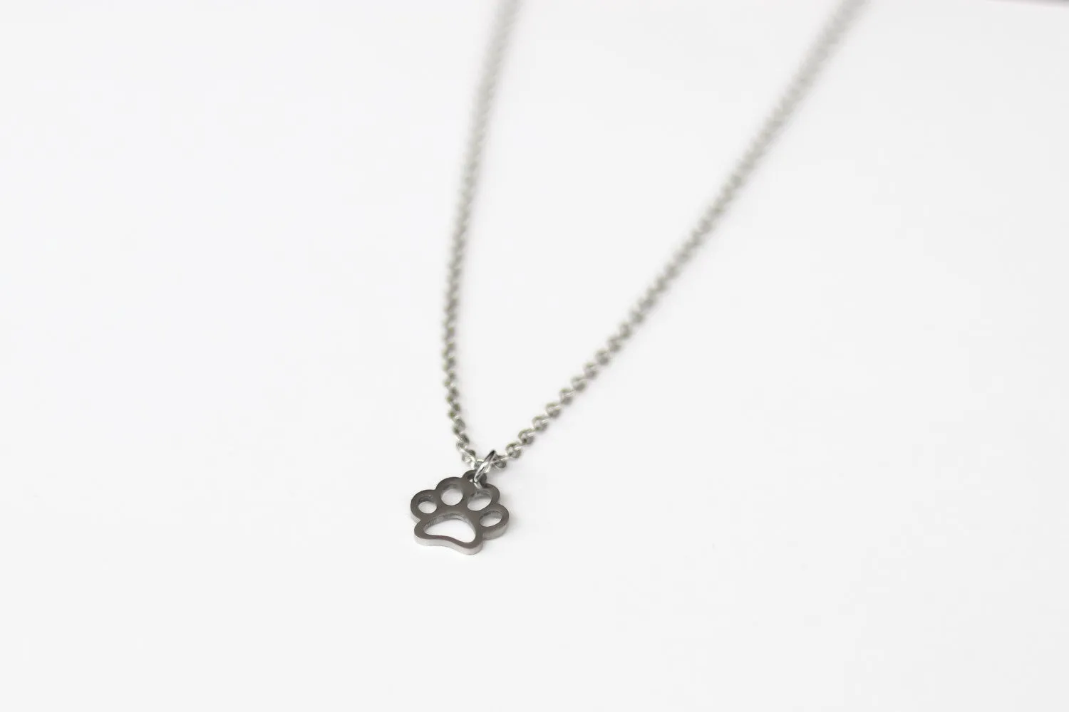 Paw necklace for men, silver chain, gift for him, waterproof pet necklace, animal lovers, festival jewelry