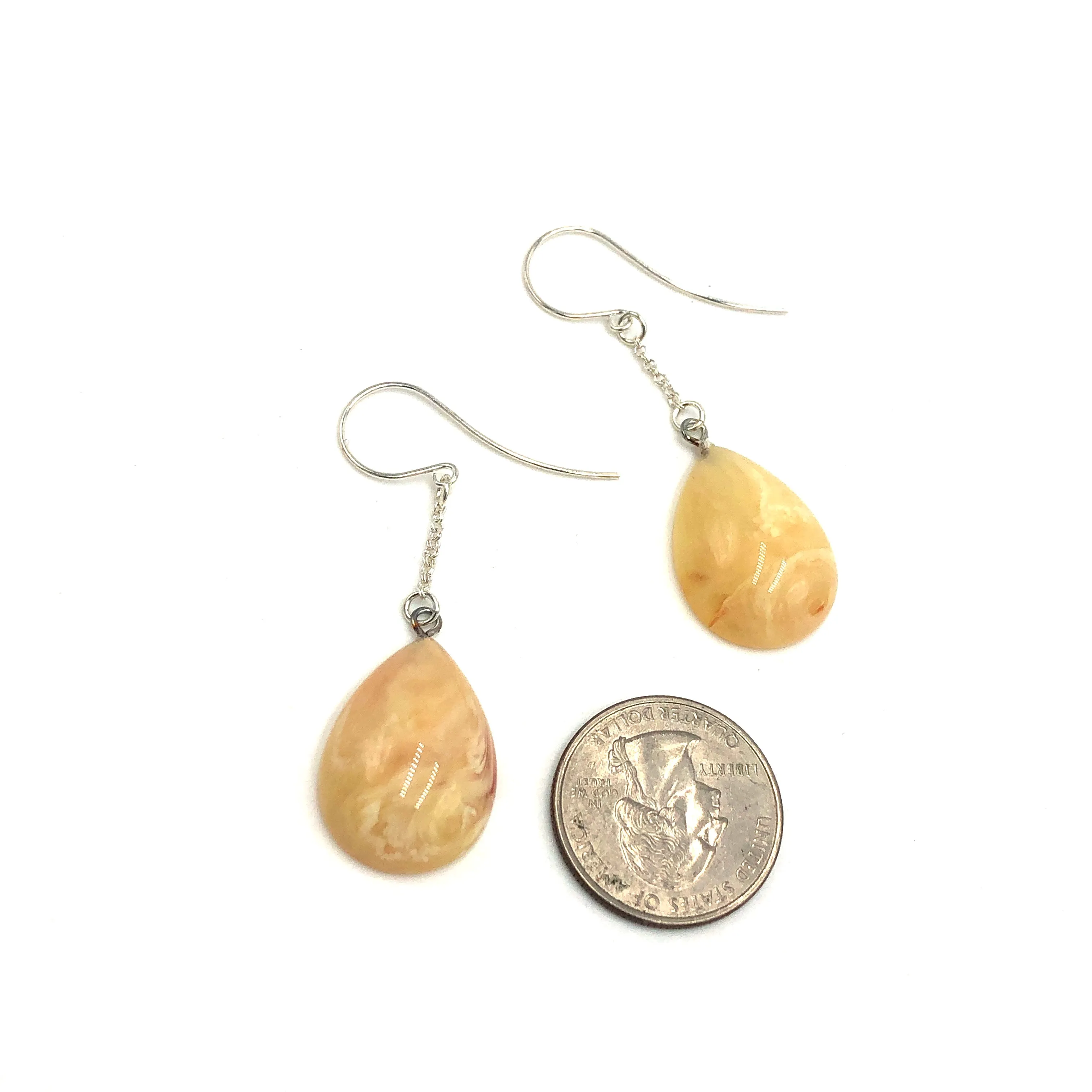 Peach Cream Pear Chain Earrings