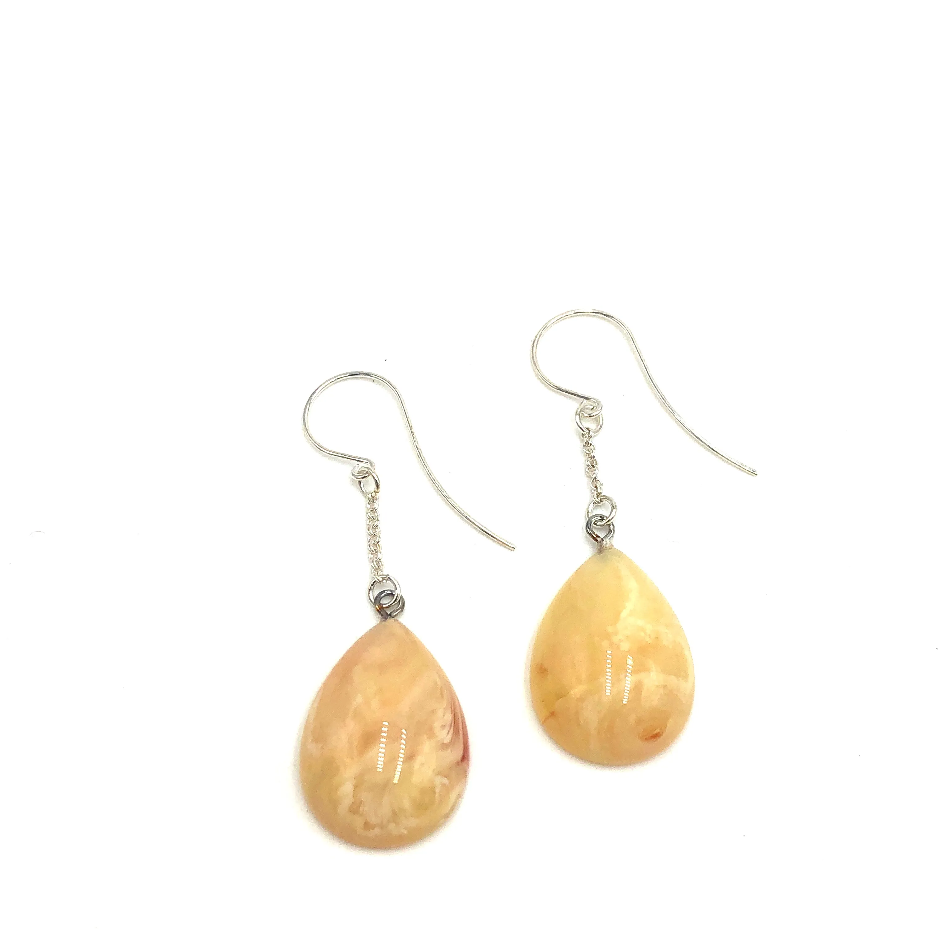 Peach Cream Pear Chain Earrings