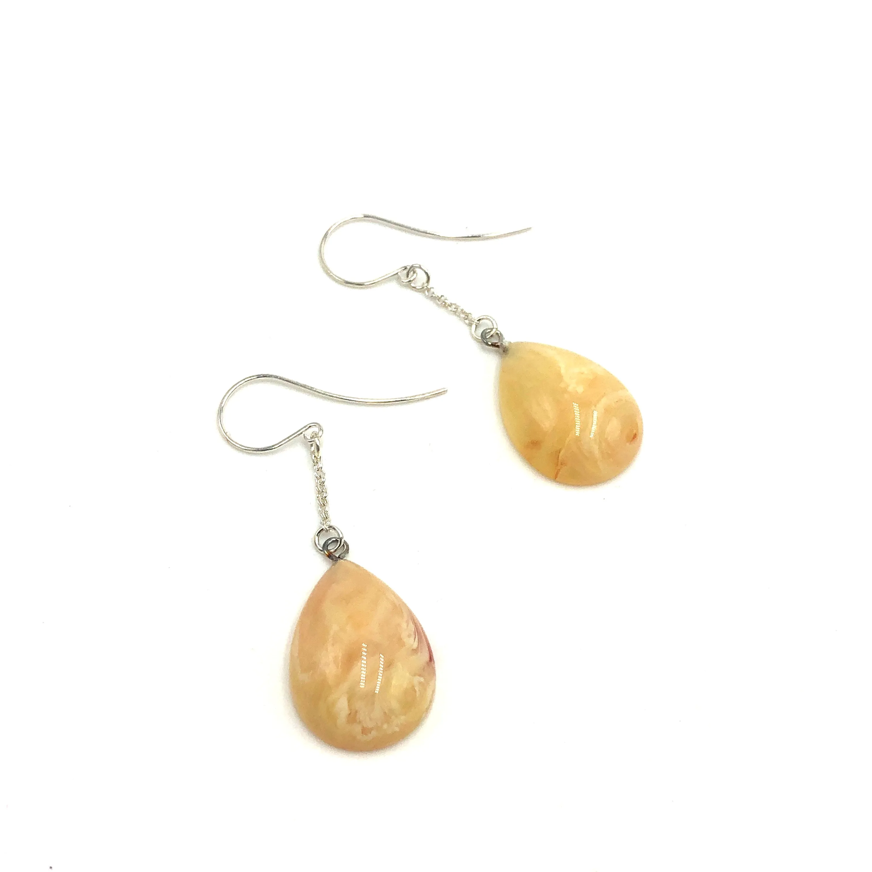 Peach Cream Pear Chain Earrings