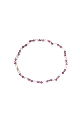 Pearl & Ruby Stretch Bracelet By GA