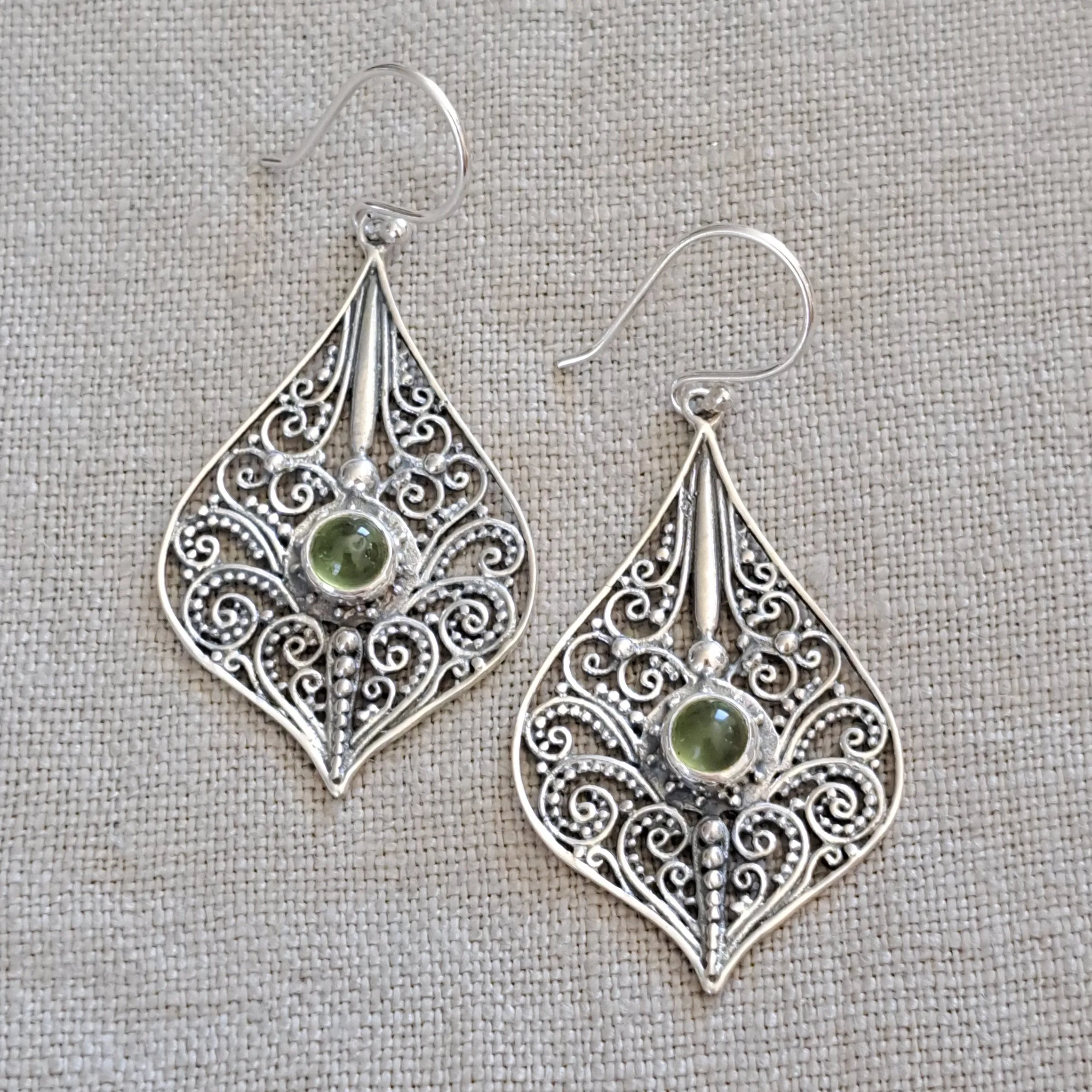 Peridot .925 Sterling Silver Chandelier Earrings from Bali