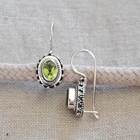 Peridot .925 Sterling Silver Classic Bali Earrings