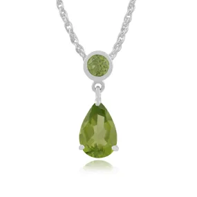 Peridot Halskette, 9 Karat Weiss Gold 1.45ct ct Peridot Anhänger auf 45cm Kette